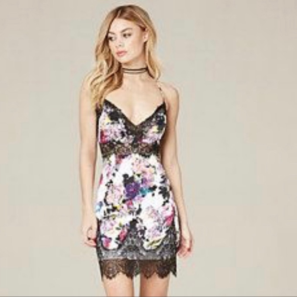 BEBE Pia Print Silk Slip Dress